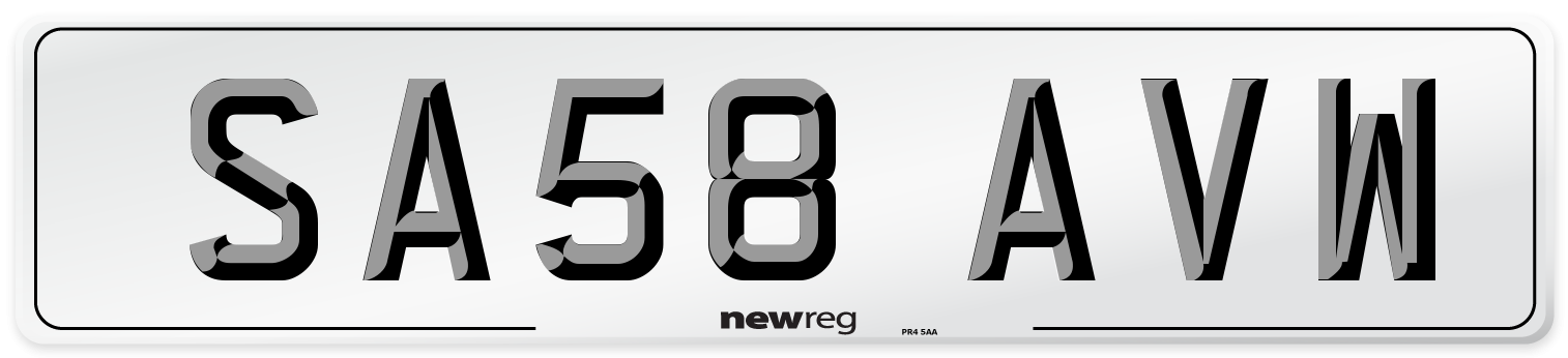 SA58 AVW Number Plate from New Reg